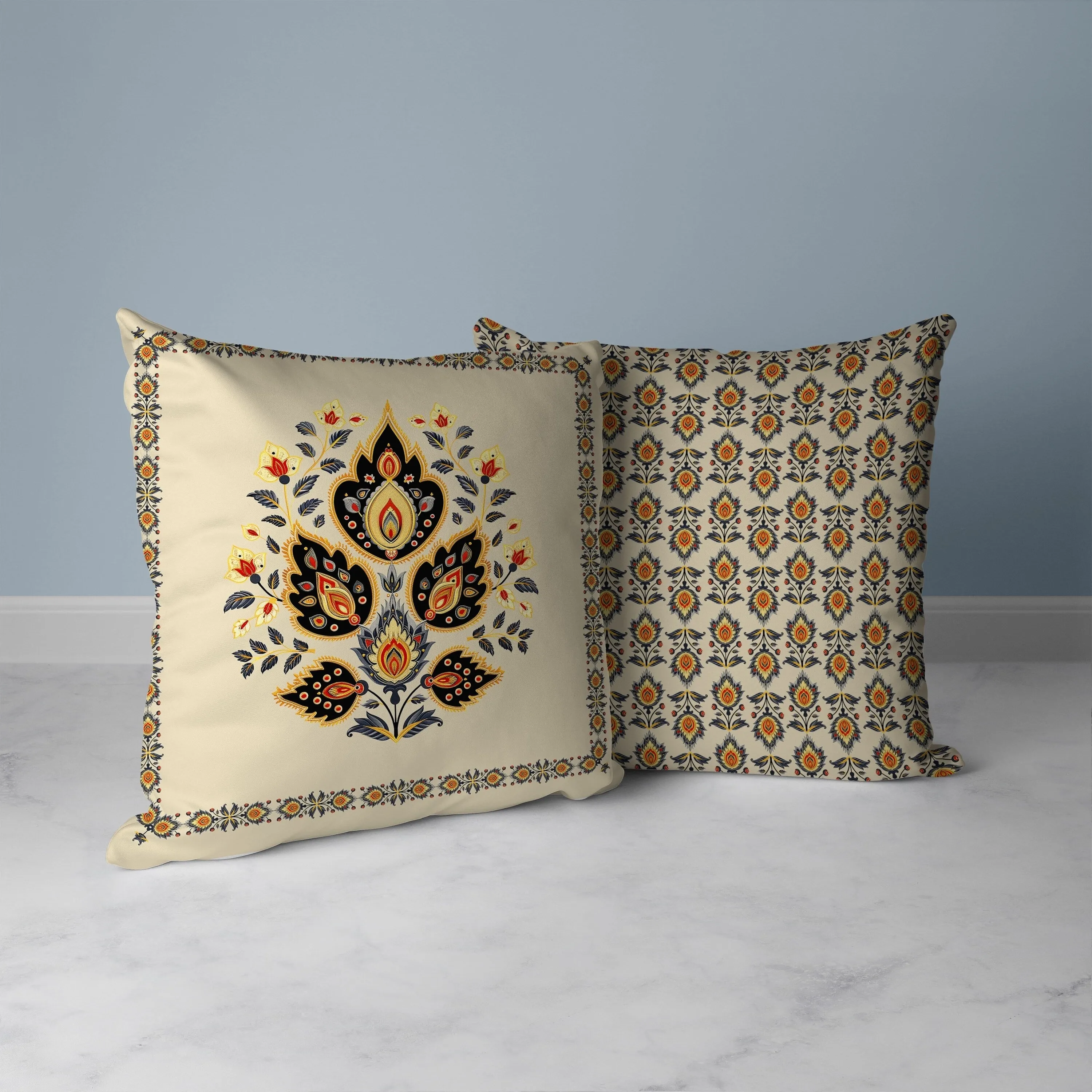 Vintage Verve Faux Suede Reversible Throw Pillow Orange and Black