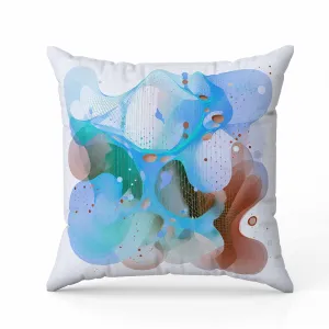 Whimsical Waves Faux Suede Reversible Throw Pillow Blue and Brown