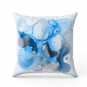 Whimsical Waves Faux Suede Reversible Throw Pillow Blue and Grey