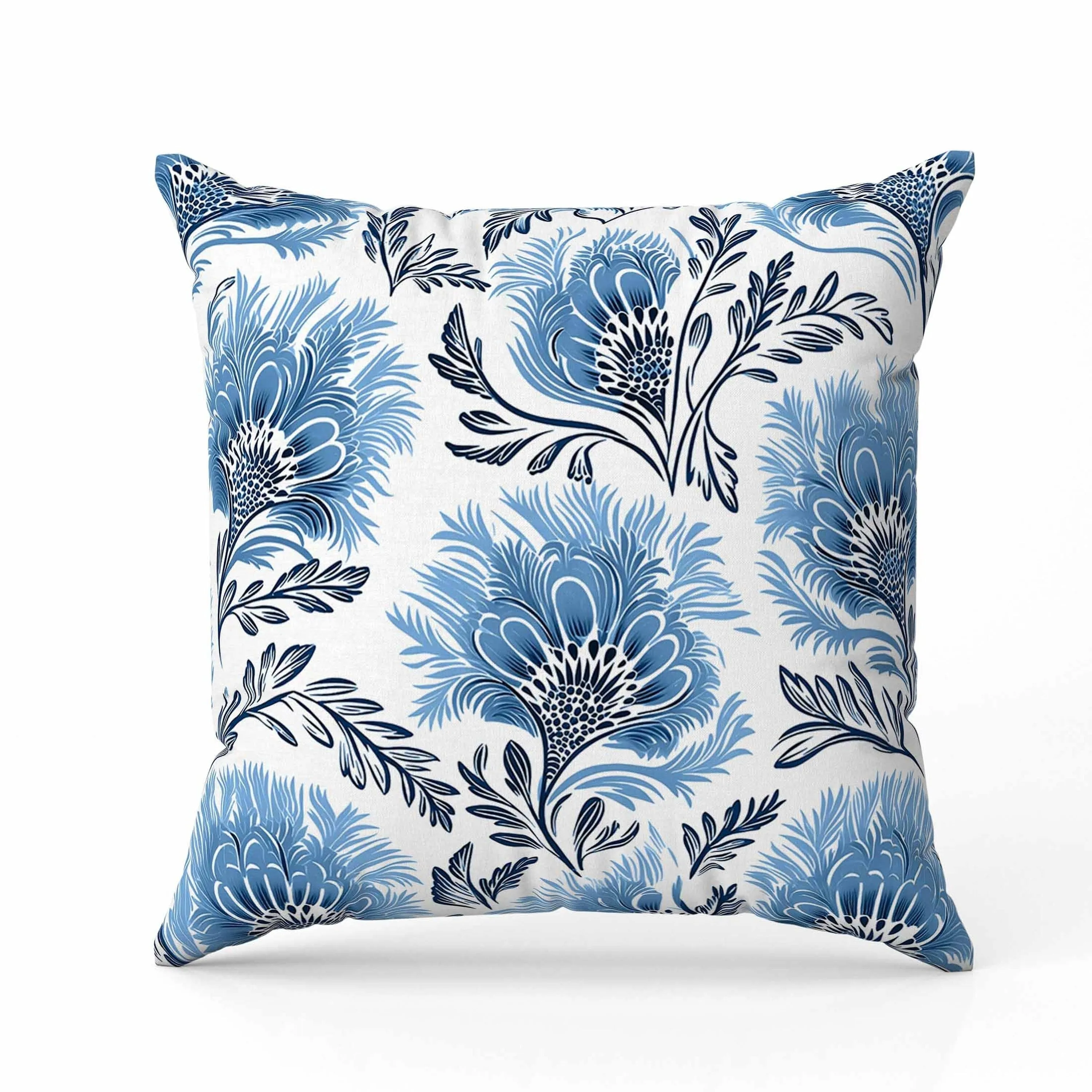 Whimsical Wilds Faux Suede Reversible Throw Pillow White and Blue