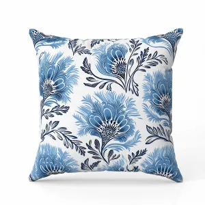 Whimsical Wilds Faux Suede Reversible Throw Pillow White and Blue