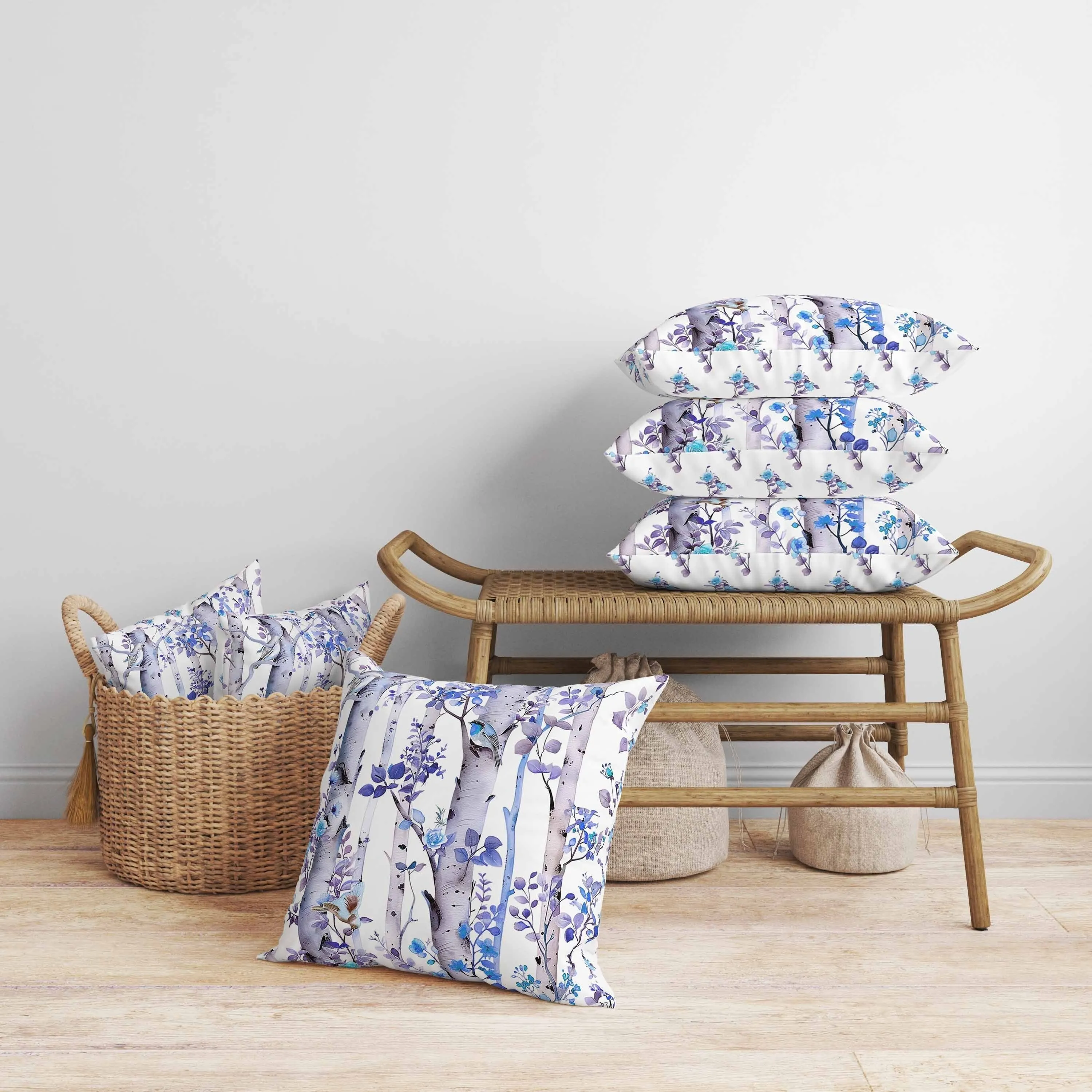 Whispering Woods Faux Suede Reversible Throw Pillow Blue and Violet