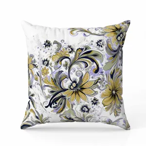 Wild Flora Fusion Faux Suede Reversible Throw Pillow Green and Blue
