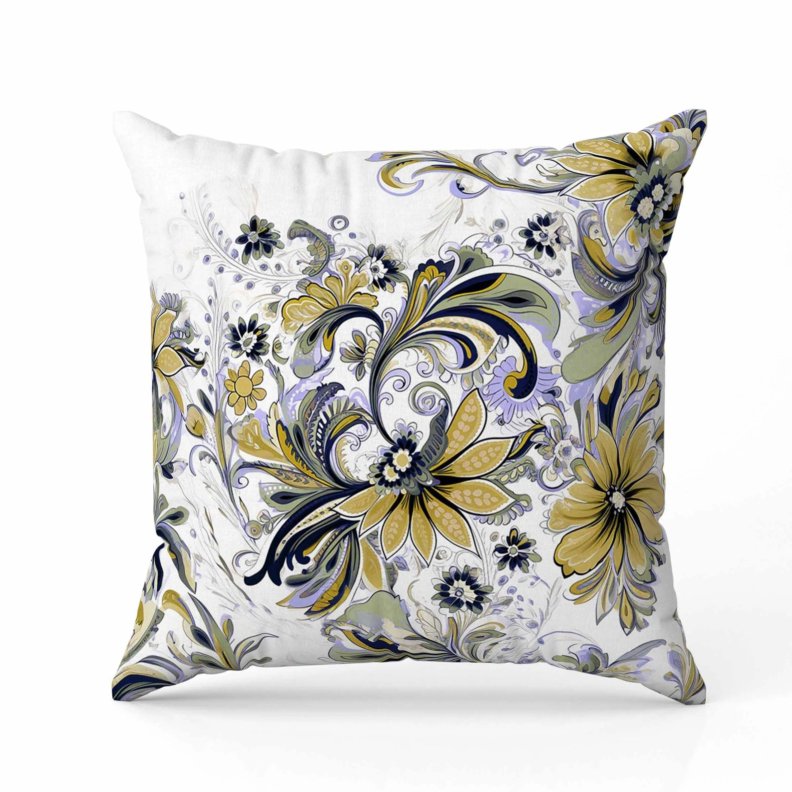 Wild Flora Fusion Faux Suede Reversible Throw Pillow Green and Blue