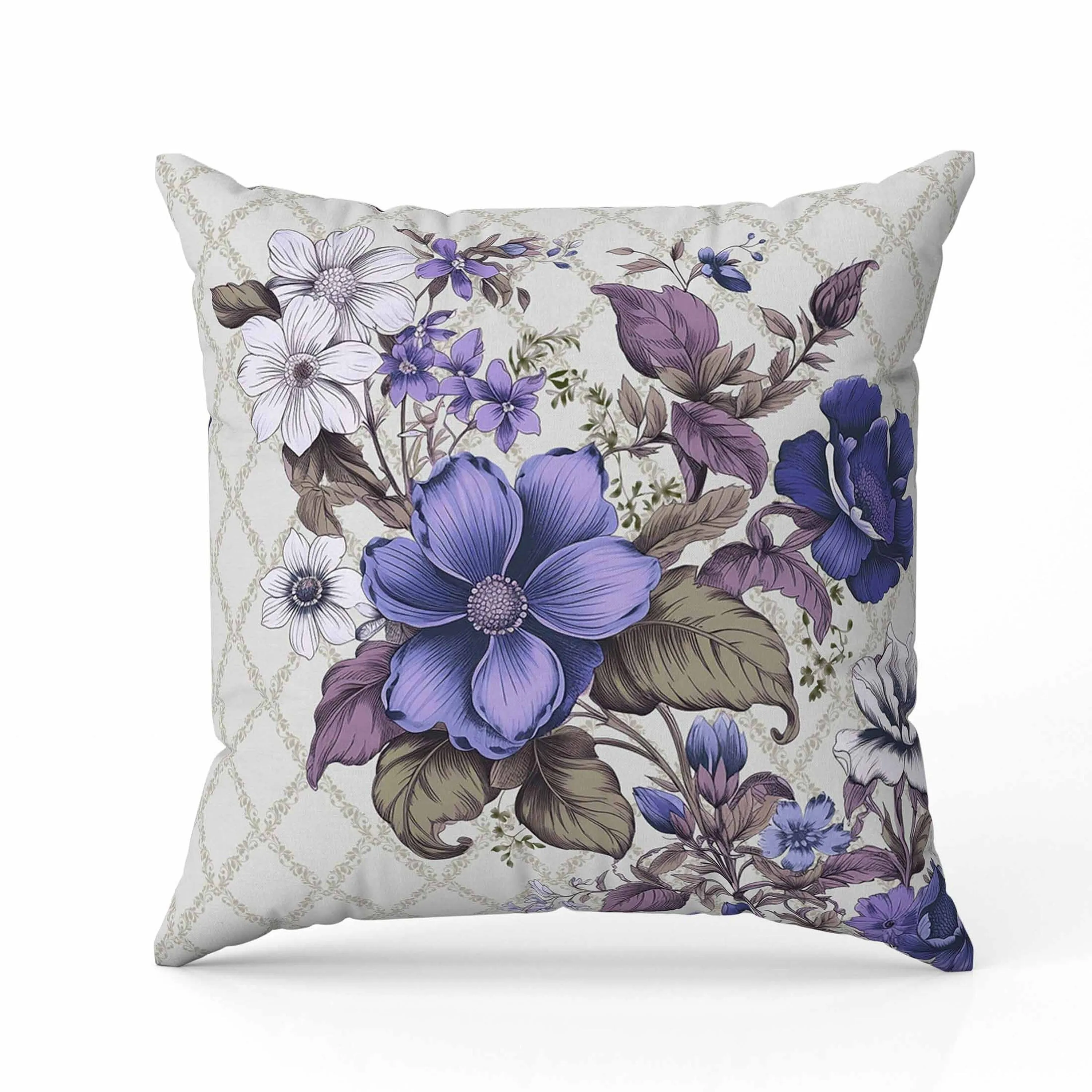Wildflower Artistry Faux Suede Reversible Throw Pillow Blue and Purple