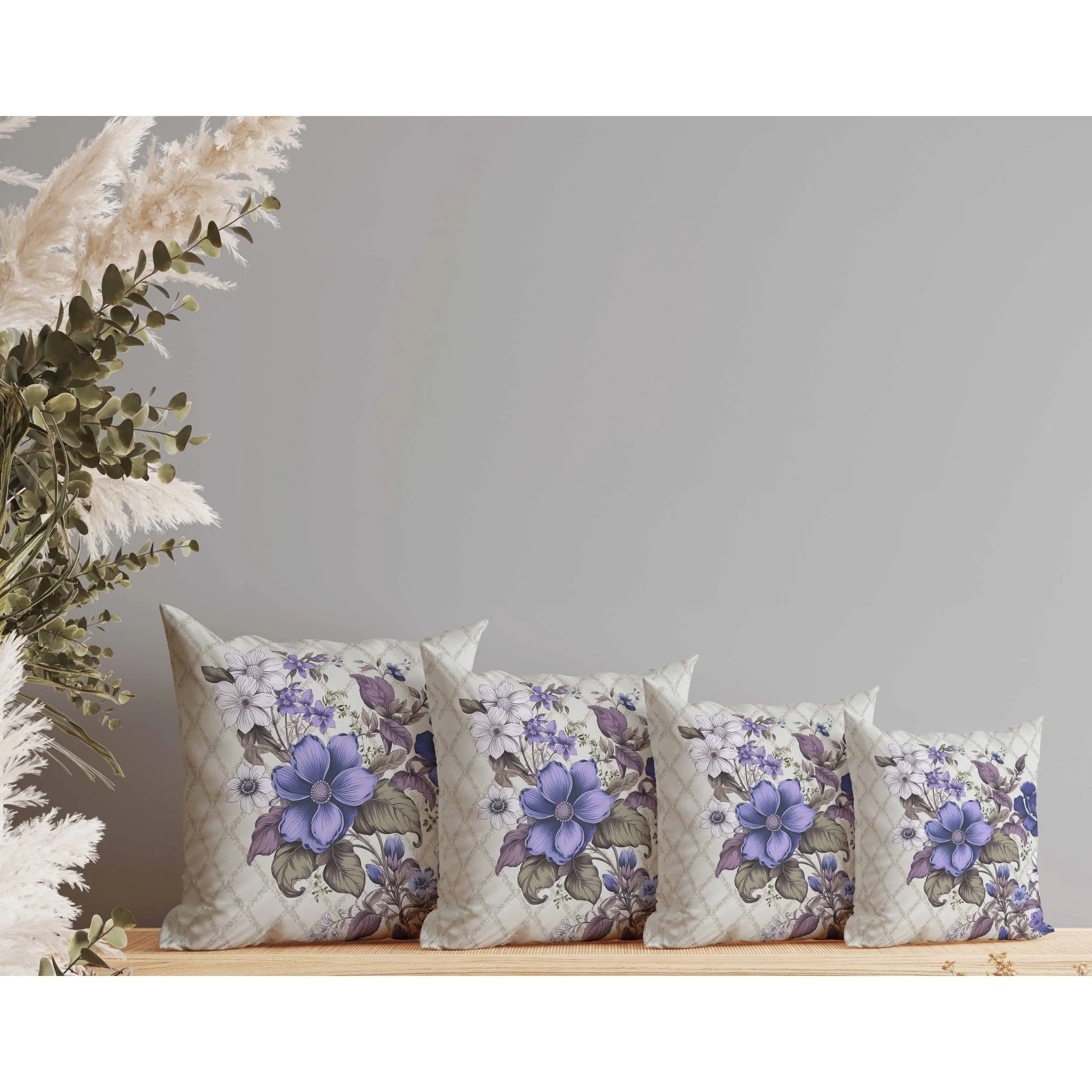 Wildflower Artistry Faux Suede Reversible Throw Pillow Blue and Purple
