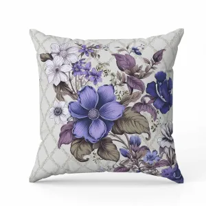 Wildflower Artistry Faux Suede Reversible Throw Pillow Blue and Purple