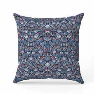 Wildflower Lagoon Faux Suede Reversible Throw Pillow Blue and Red