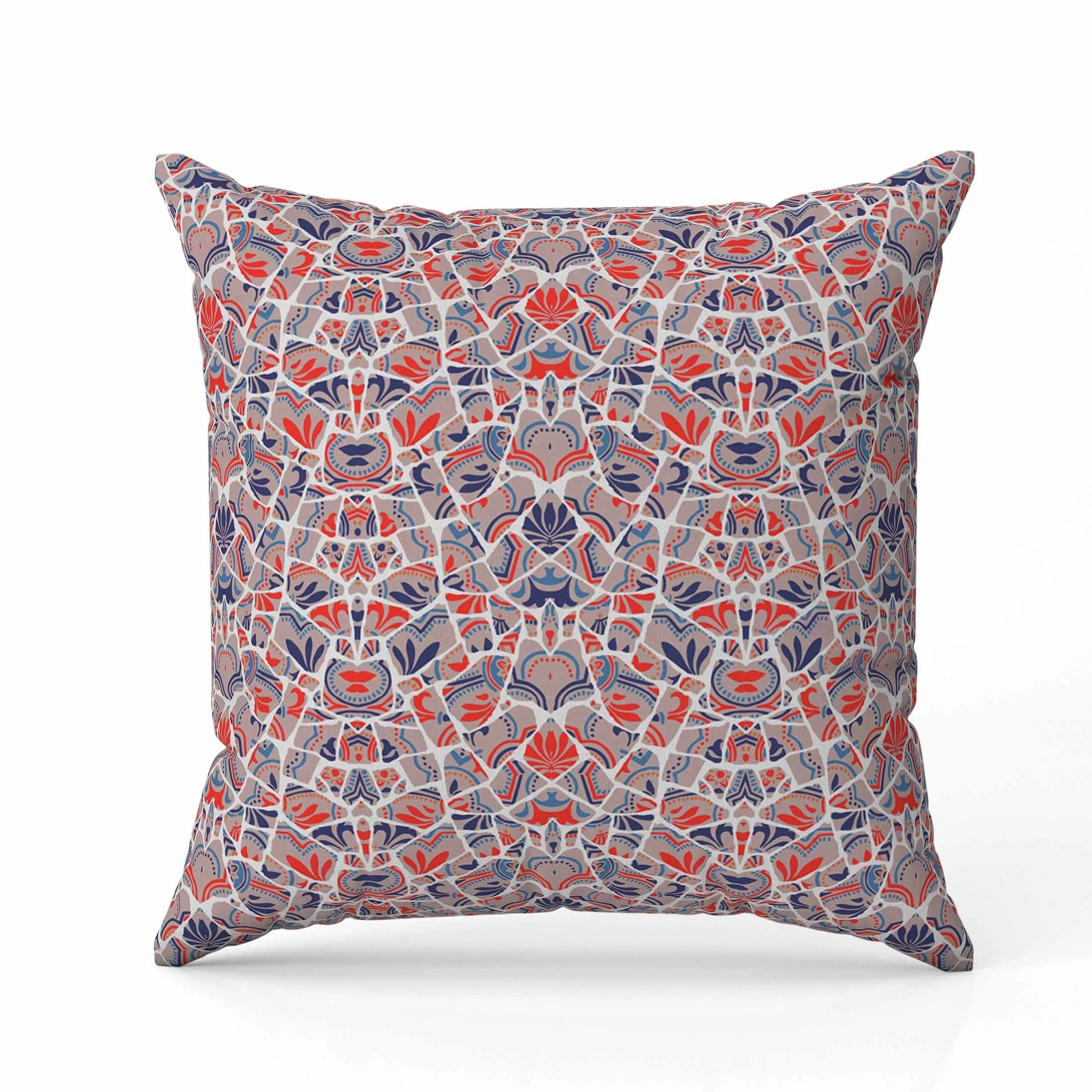Wildflower Lagoon Faux Suede Reversible Throw Pillow Red and Blue
