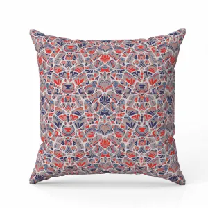 Wildflower Lagoon Faux Suede Reversible Throw Pillow Red and Blue