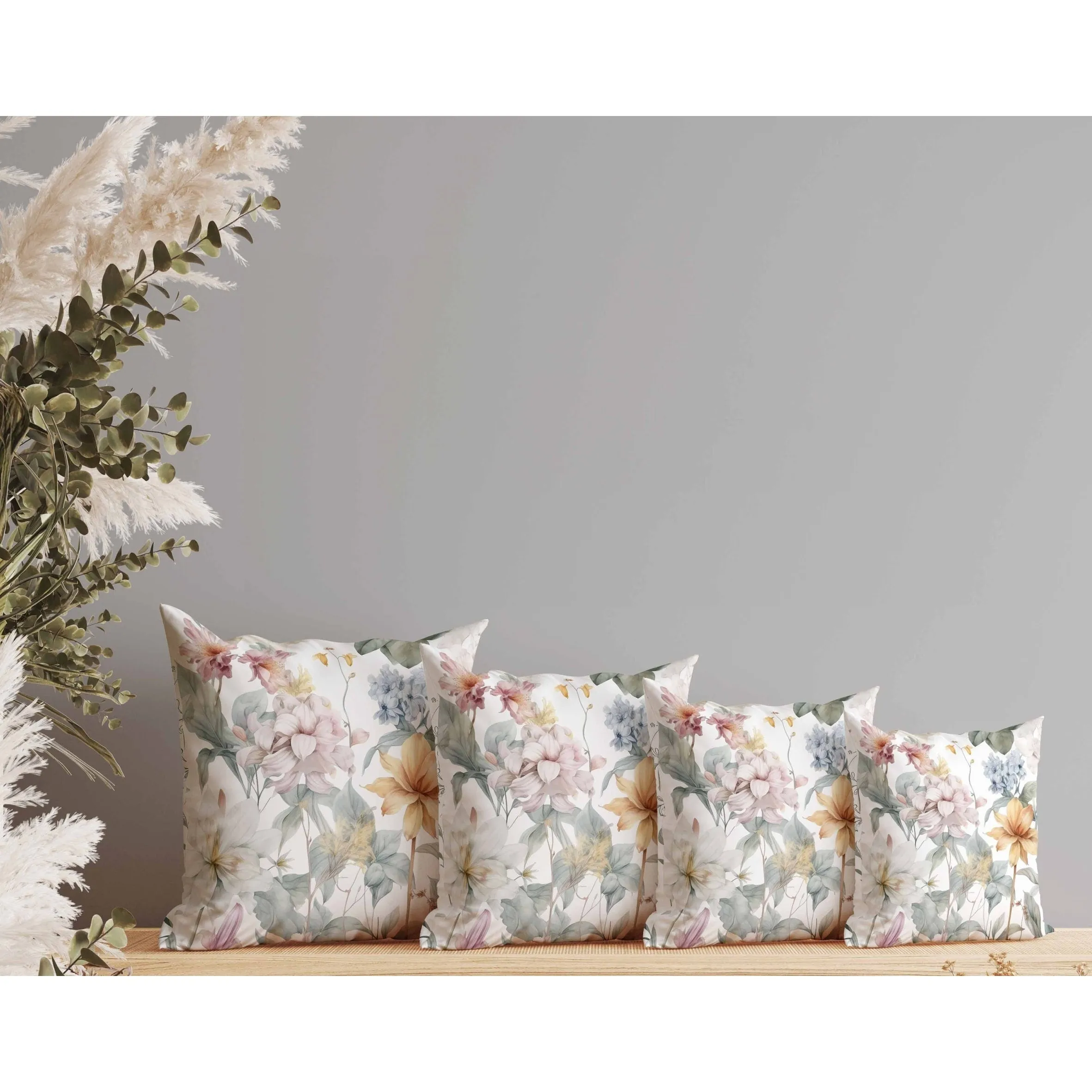 Wildflower Whimsy Indoor/Outdoor Reversible Throw Pillow White and Pink