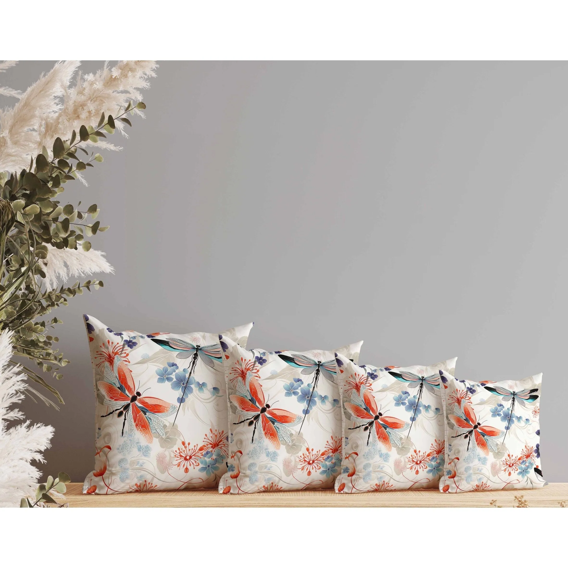 Wings in Motion Faux Suede Reversible Throw Pillow Red and Blue