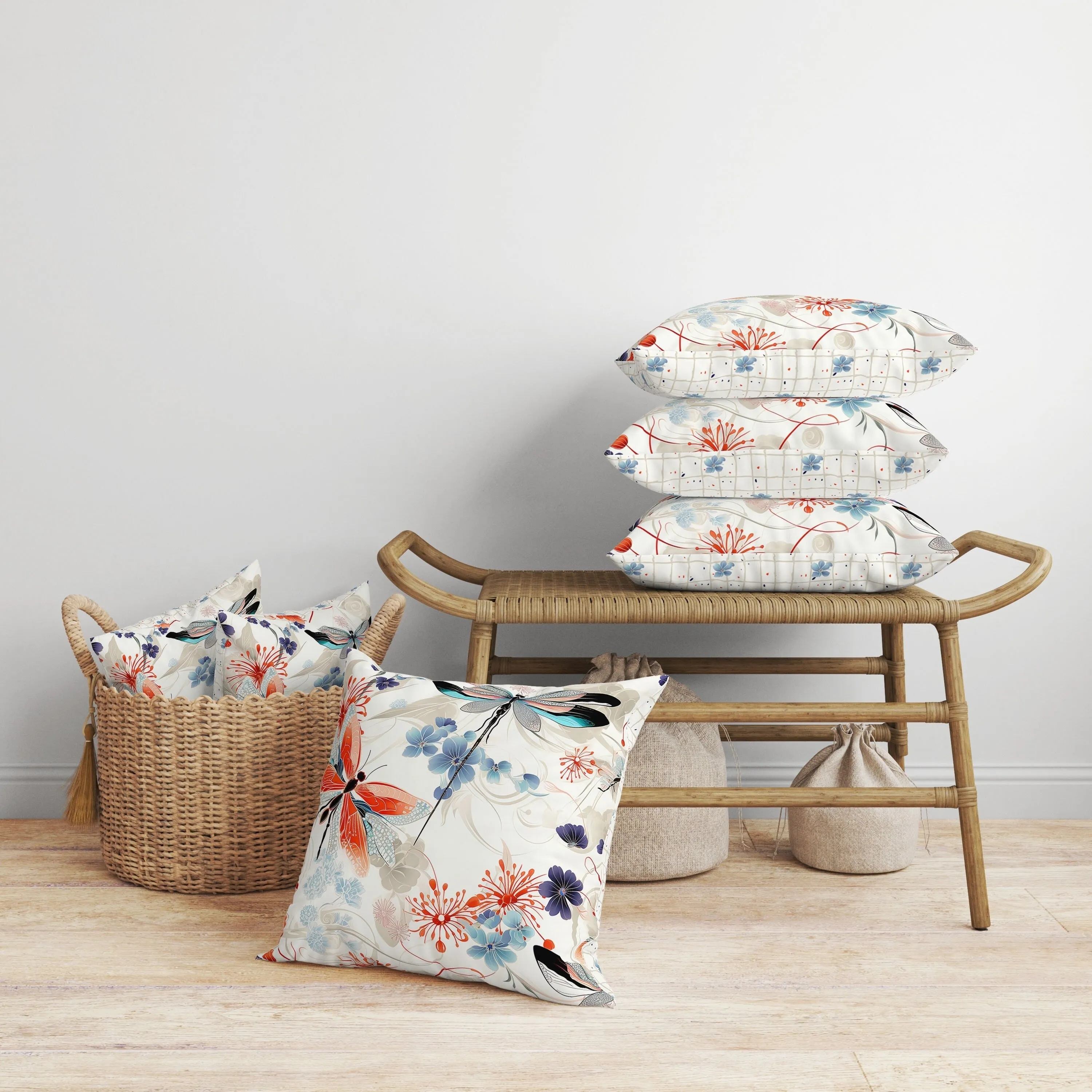 Wings in Motion Faux Suede Reversible Throw Pillow Red and Blue