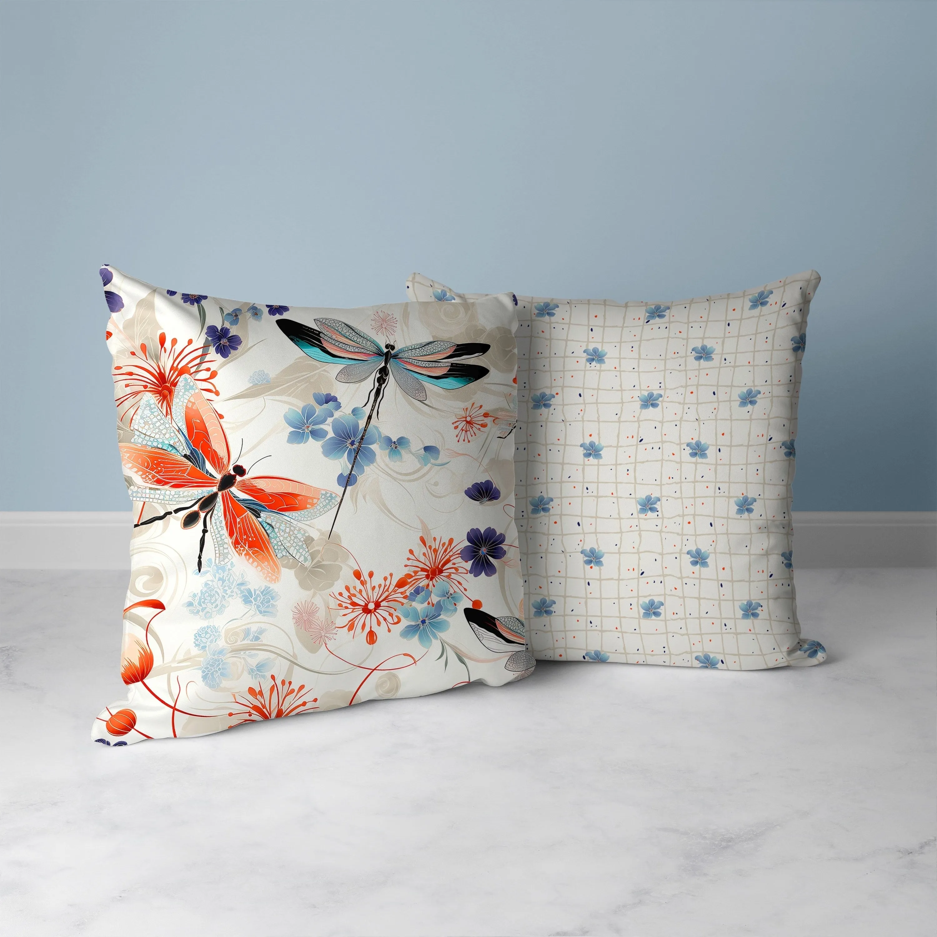 Wings in Motion Faux Suede Reversible Throw Pillow Red and Blue
