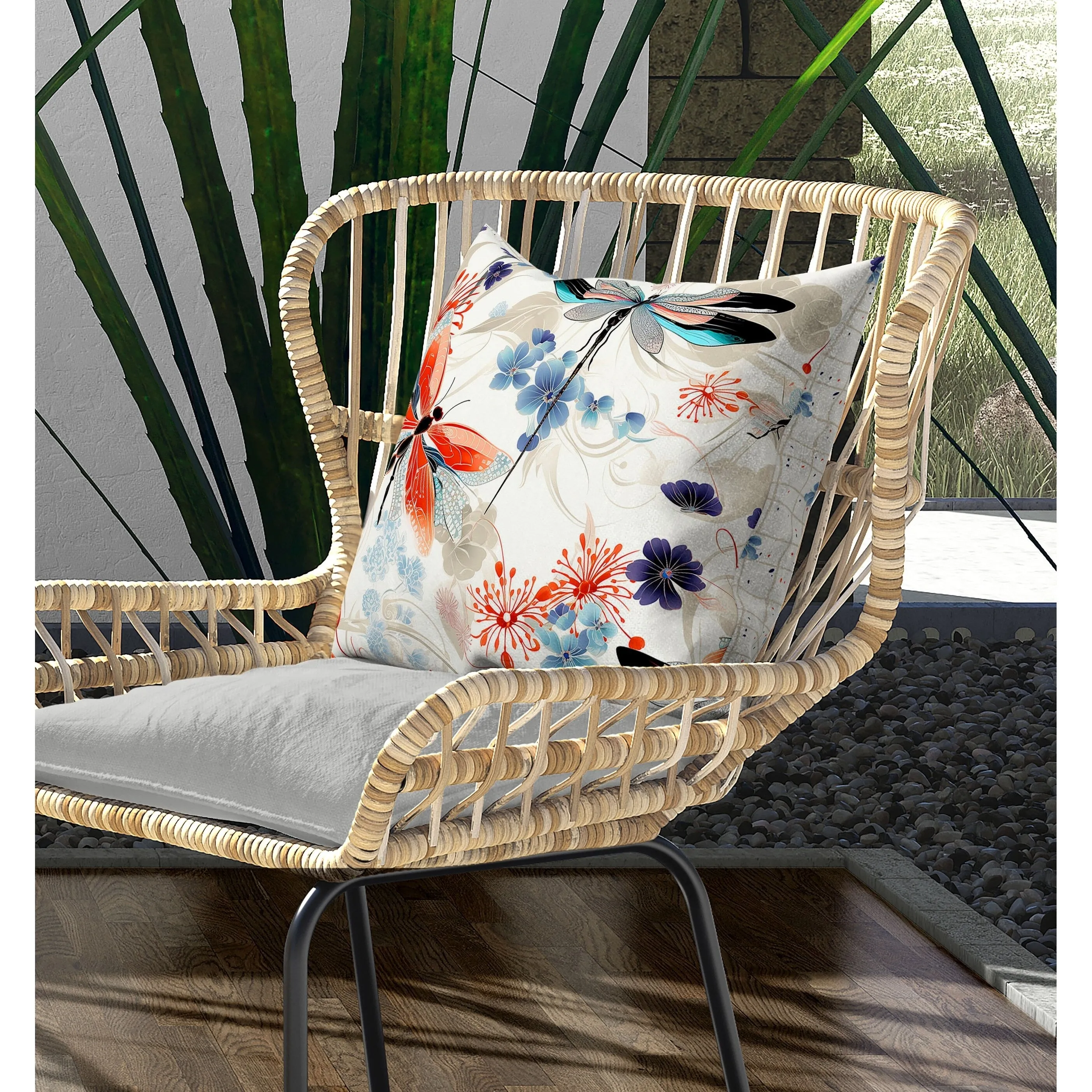 Wings in Motion Indoor/Outdoor Reversible Throw Pillow Red and Blue