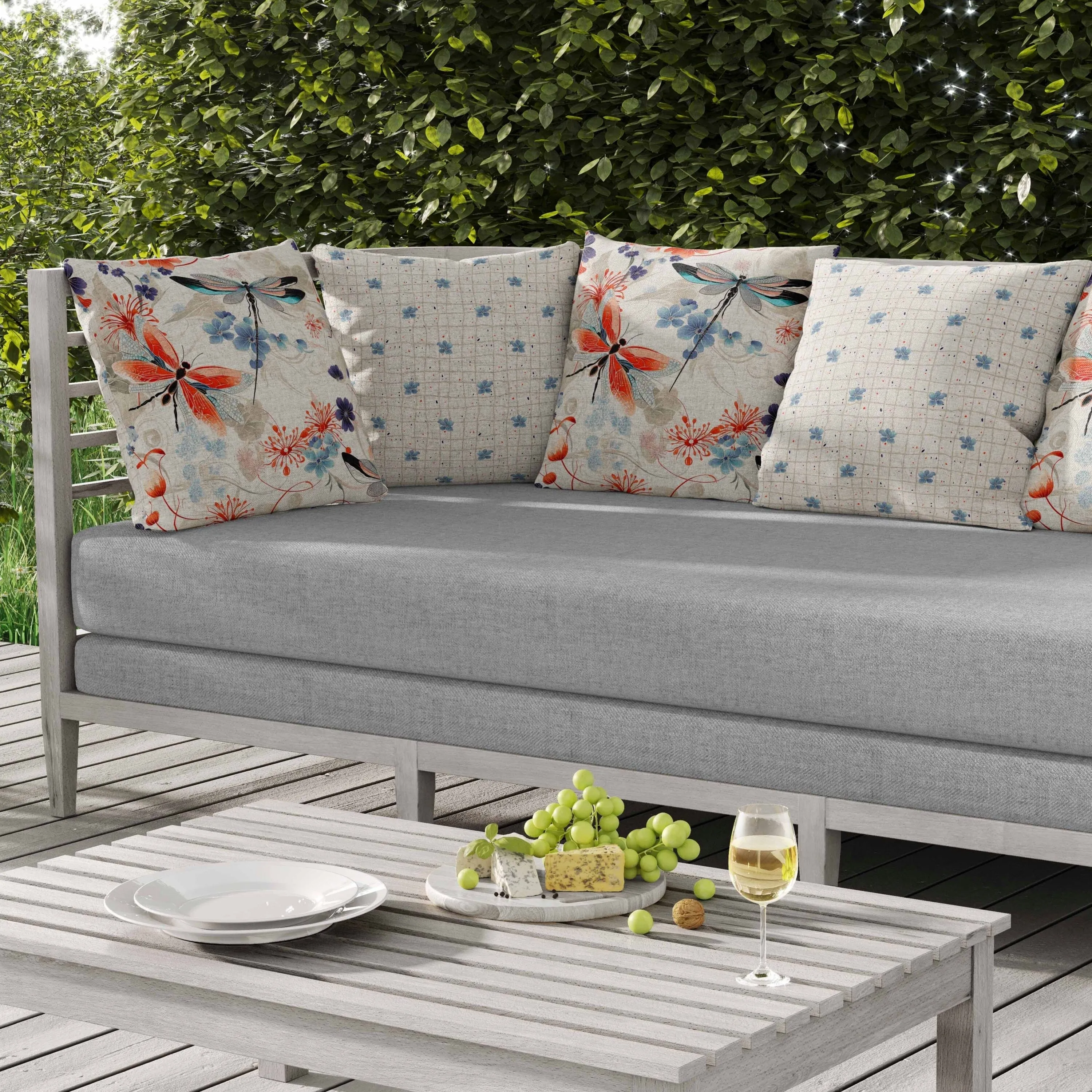 Wings in Motion Indoor/Outdoor Reversible Throw Pillow Red and Blue