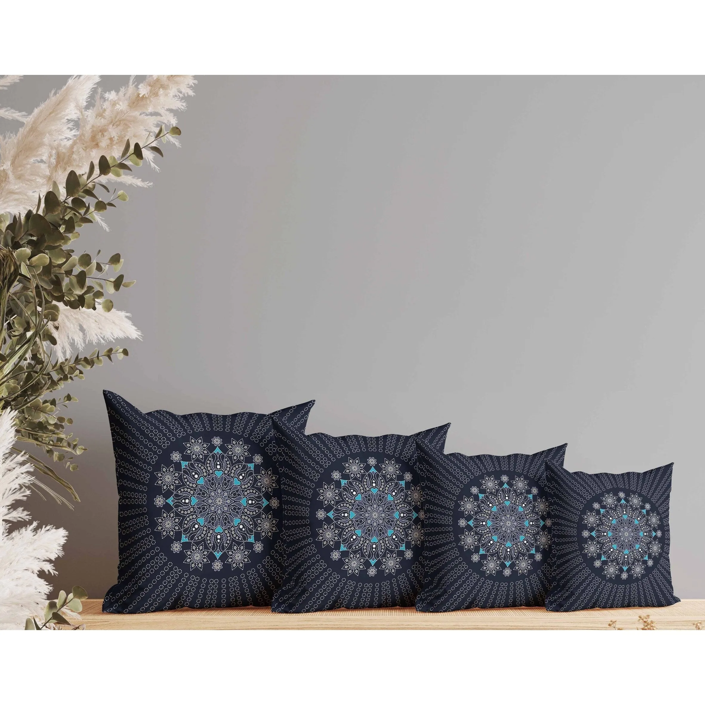 Wisteria Whirl Faux Suede Reversible Throw Pillow Blue and Gray