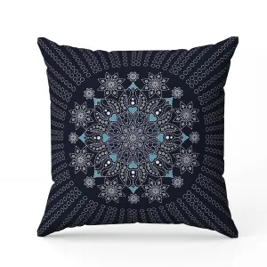 Wisteria Whirl Faux Suede Reversible Throw Pillow Blue and Gray