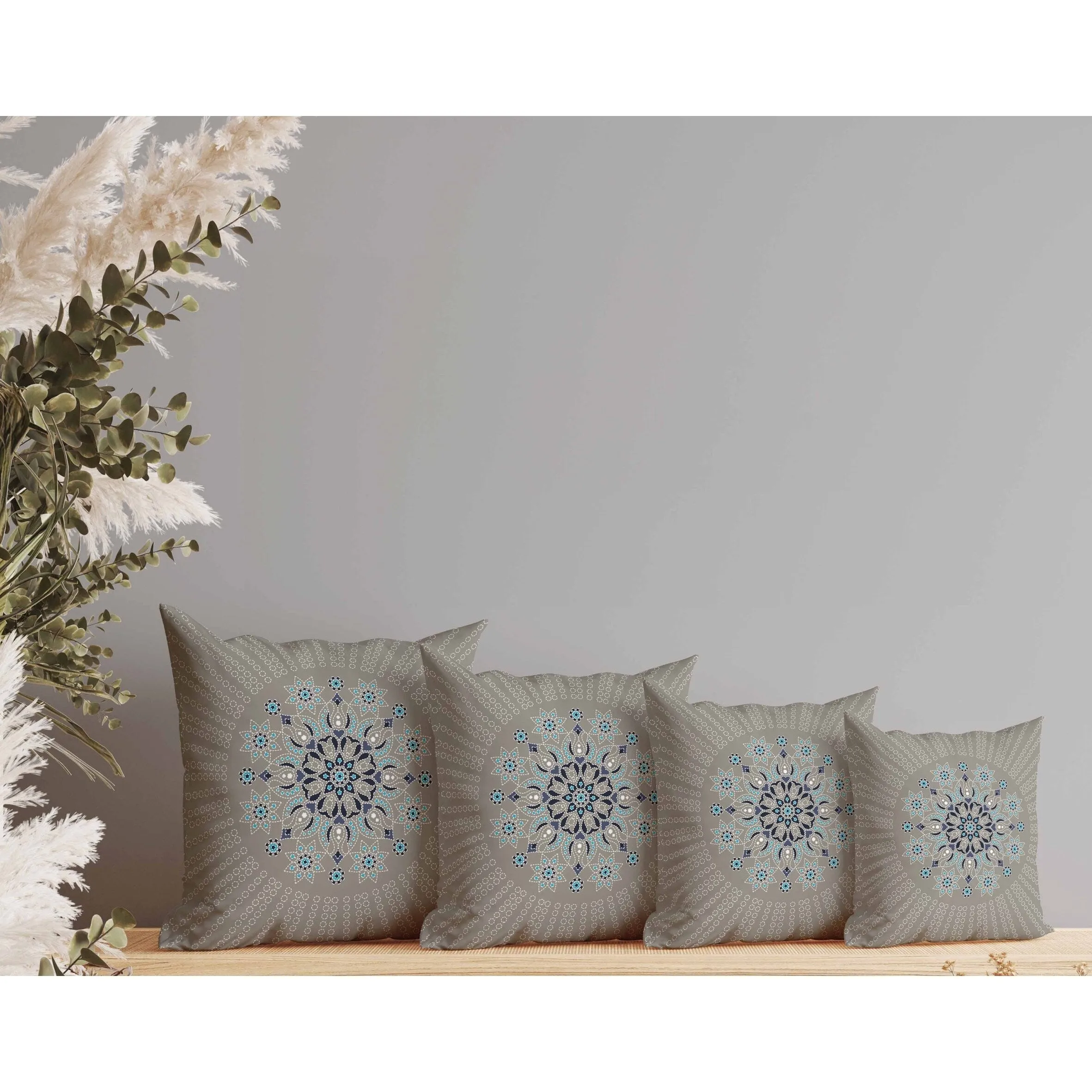 Wisteria Whirl Faux Suede Reversible Throw Pillow Gray and Blue