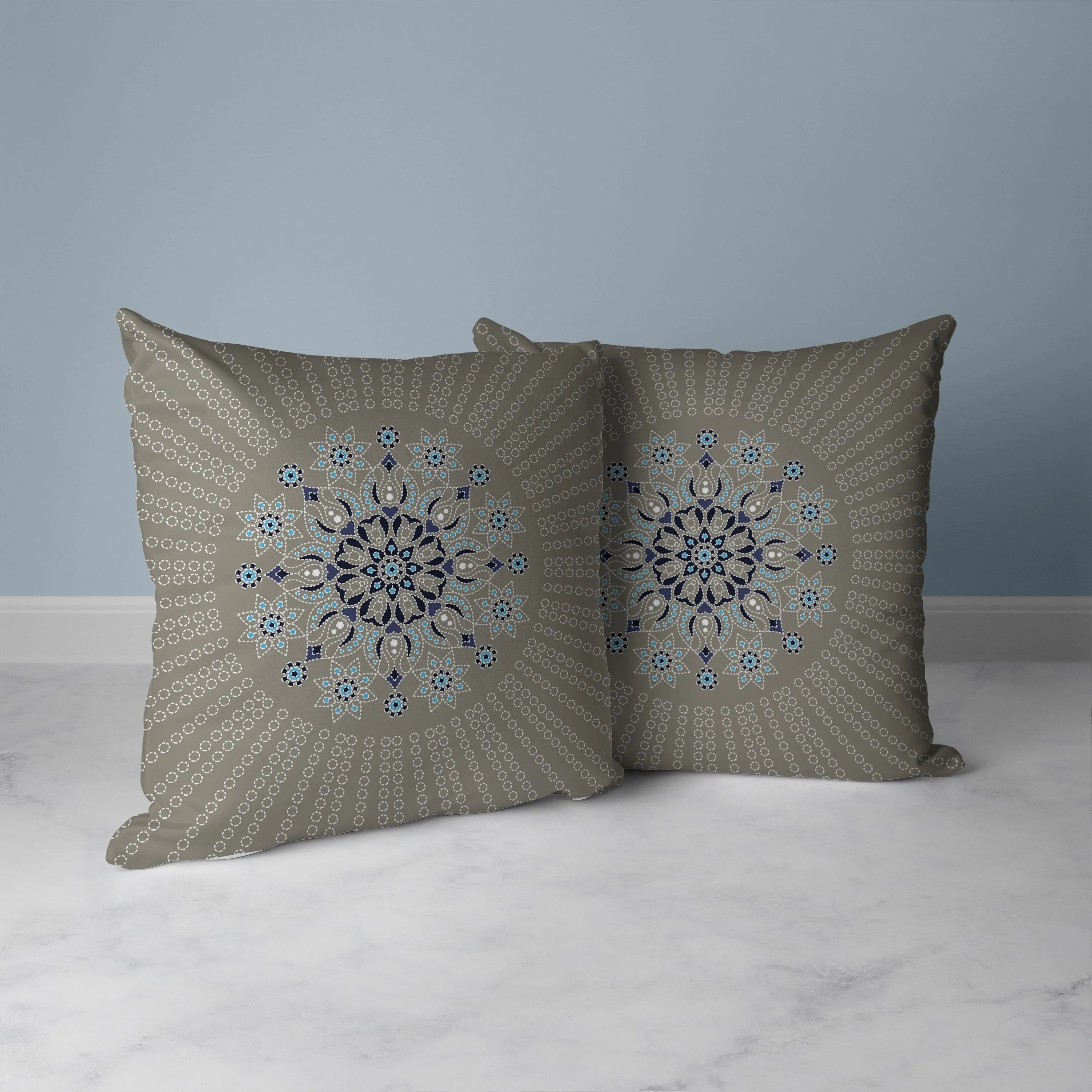 Wisteria Whirl Faux Suede Reversible Throw Pillow Gray and Blue