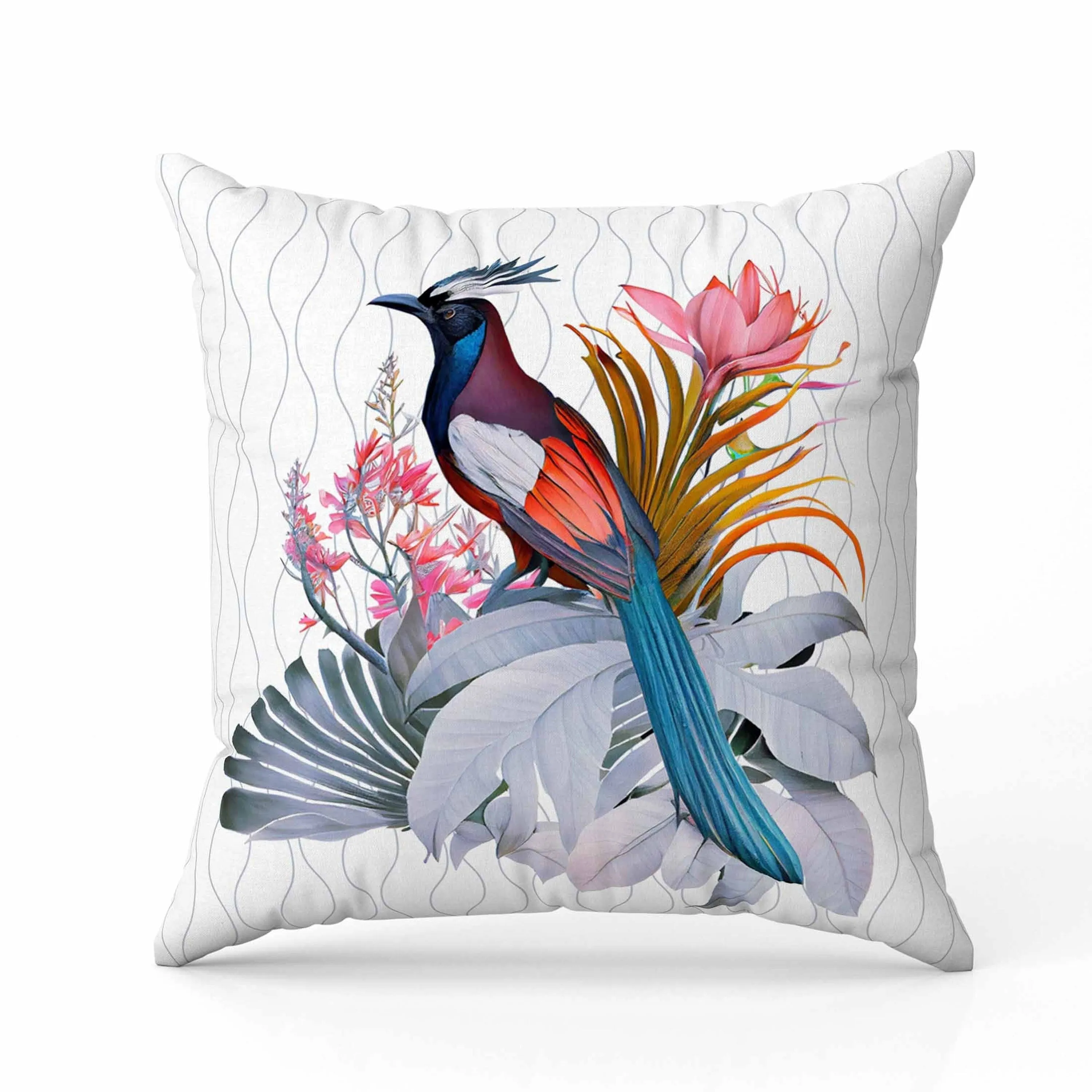 Woodland Flyers Faux Suede Reversible Throw Pillow White and Blue