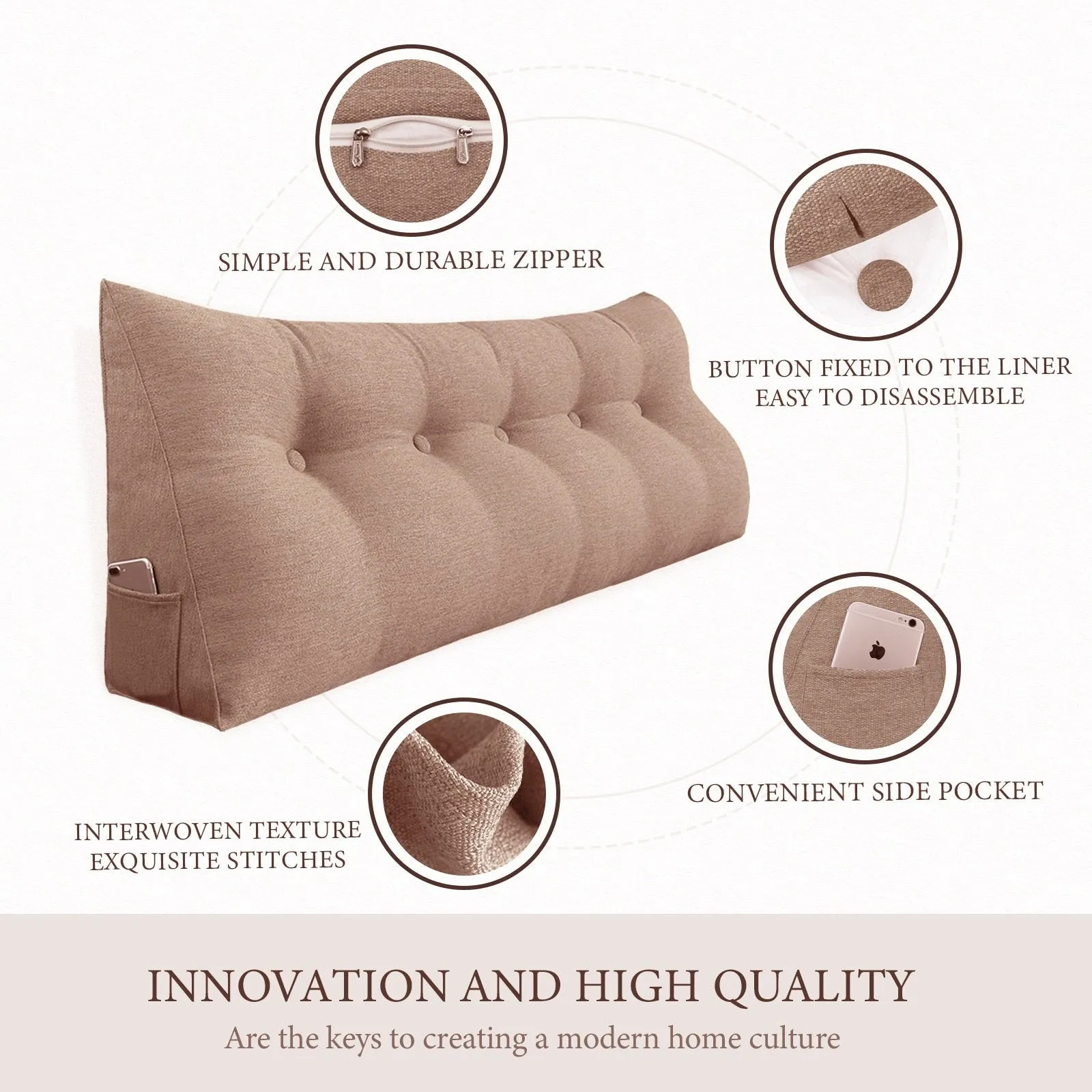 WOWMAX Bed Rest Wedge Reading Pillow Headboard Back Support Cushion