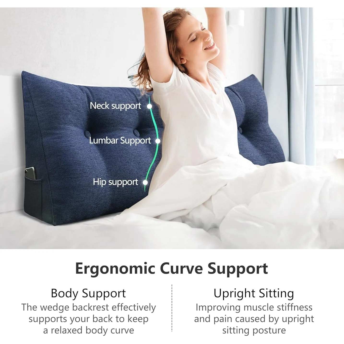 WOWMAX Bed Rest Wedge Reading Pillow Headboard Back Support Cushion