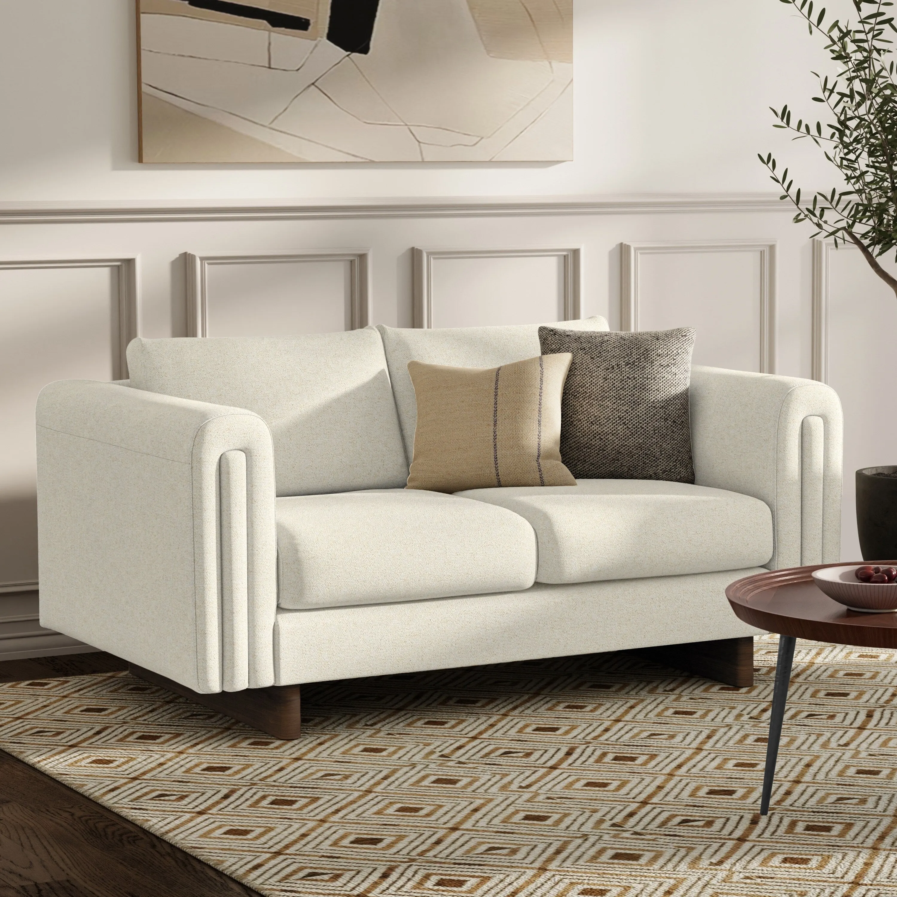 WYNDENHALL Drayton 61 inch Wide Contemporary Loveseat Sofa in Tightly Woven Performance Fabric - 61 W x 38 D x 30 H