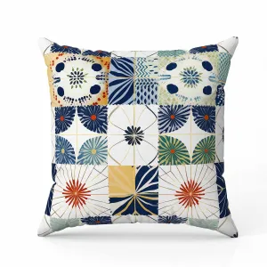Zellige Dreamscapes Faux Suede Reversible Throw Pillow Blue and Green