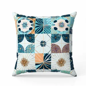 Zellige Dreamscapes Faux Suede Reversible Throw Pillow Blue and Peach
