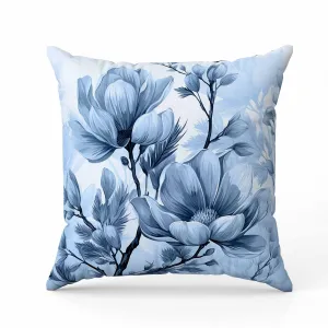 Zinnia Zest Faux Suede Reversible Throw Pillow Blue