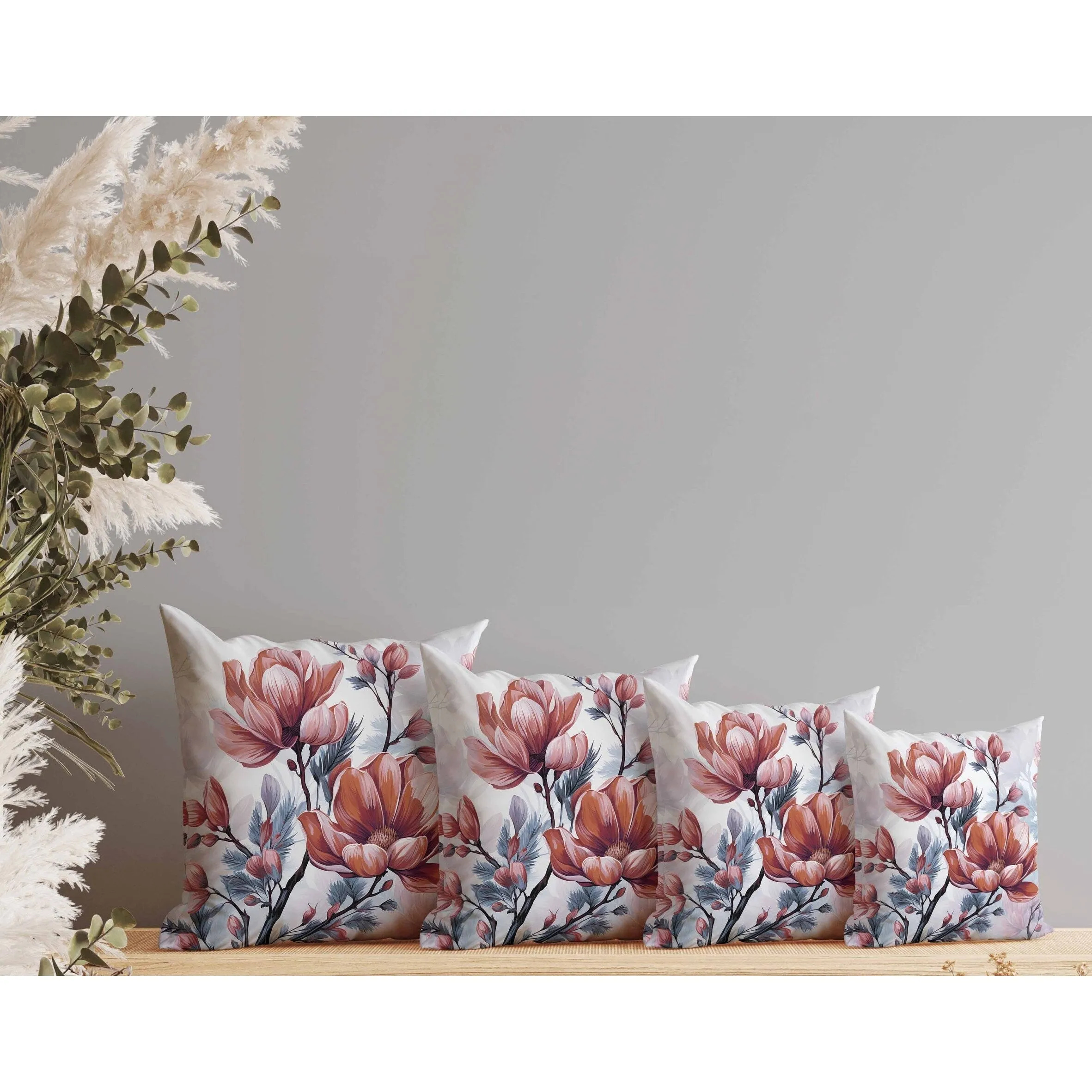 Zinnia Zest Faux Suede Reversible Throw Pillow Red and Blue
