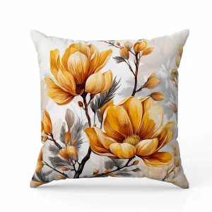 Zinnia Zest Indoor/Outdoor Reversible Throw Pillow Orange and Grey